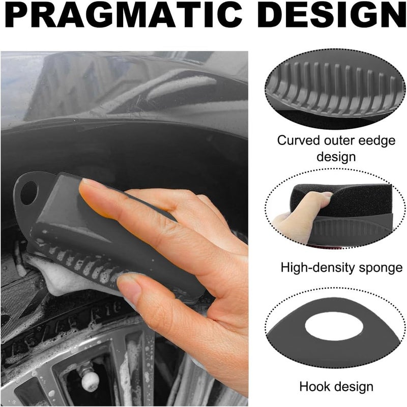Yourkar 2 PCS Tire Shine Applicator, Flat Dressing Waxing Sponge Pads With Lid Cover, Reusable Polishing Cleaning Foam Applicators With Rectangular Box, Car Accessories (Gray) - Image 3